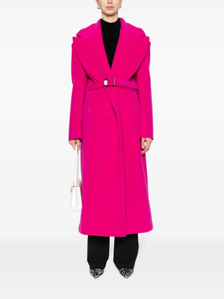 Tom Ford Womens Faux Fur Belted Pink Coat