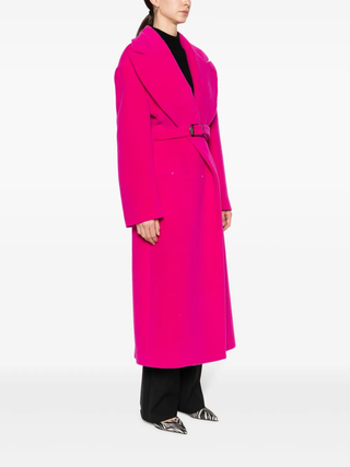 Tom Ford Womens Faux Fur Belted Pink Coat