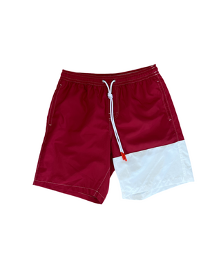 Isaia Mens Red White Dipped Swim Trunks