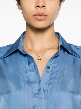 Tom Ford Womens Blue Pleated Long-Sleeved Dress Shirt