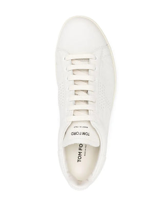 Tom Ford Mens Perforated Sneakers In Butter/Cream