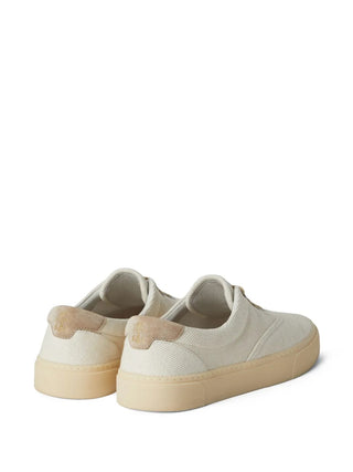 Brunello Cucinelli Mens Sand Color Branded Lace-Up Sneakers