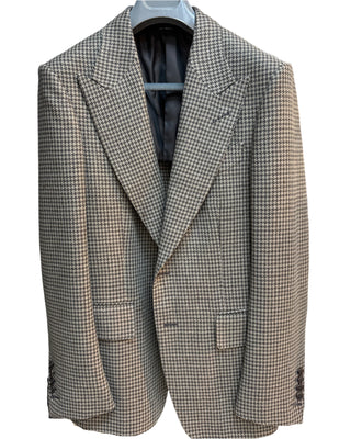 Tom Ford Mens Beige & Grey Houndstooth Blazer