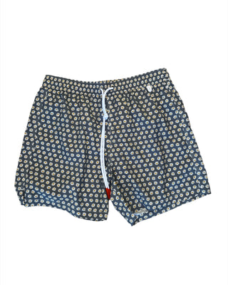 Isaia New Mens Dark Grey Mini Yellow Floral Pattern Swim Trunk