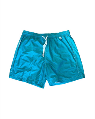 Isaia Mens Solid Green Blue Turquoise Swim Trunk