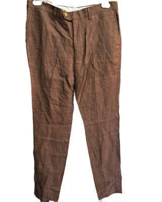 Brunello Cucinelli Mens Tobacco Linen Pants