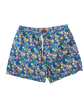 Isaia Mens Blue Orange Pink Green Multicolored Abstract Patterned Swim Trunk