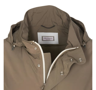 Brunello Cucinelli Mens Sage Green Hooded Parka Raincoat