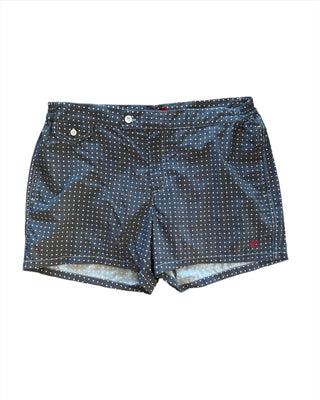 Isaia Mens Grey White Waist Strap Swim Trunk