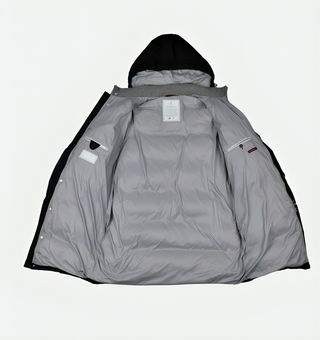 Brunello Cucinelli Mens Navy Hooded Padded Parka Coat