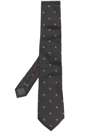 Brunello Cucinelli Black Floral Embroidered Mens Tie