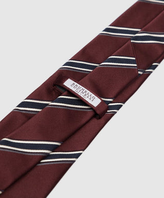 Brunello Cucinelli Diagonal Stripe Print Burgundy Men's Tie