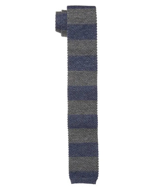 Brunello Cucinelli Dark Grey Blue Striped Square Knitted Men's Tie