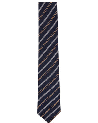 Brunello Cucinelli Blue and Grey Stripe Men's Tie