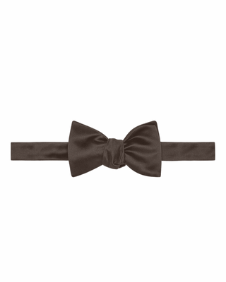 Brunello Cucinelli Cotton Silk Satin Brown Beige Men's Bow Tie