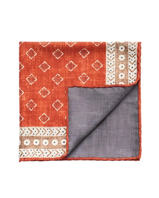 Brunello Cucinelli Orange Brown Rust Men's Pocket Square