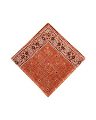 Brunello Cucinelli Salmon Orange Brown Silk Men's Pocket Square