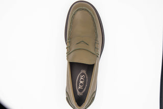 Tods Mens Leather Mocassins in Light Brown