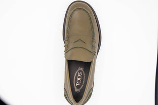 Tods Mens Leather Mocassins in Light Brown