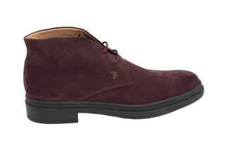 Tods Mens Suede Leather Boots in Burgundy