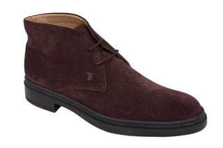 Tods Mens Suede Leather Boots in Burgundy