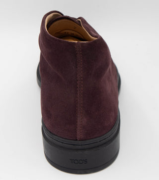 Tods Mens Suede Leather Boots in Burgundy