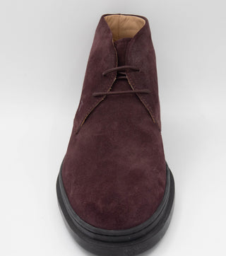 Tods Mens Suede Leather Boots in Burgundy