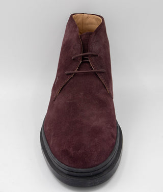 Tods Mens Suede Leather Boots in Burgundy