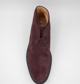 Tods Mens Suede Leather Boots in Burgundy