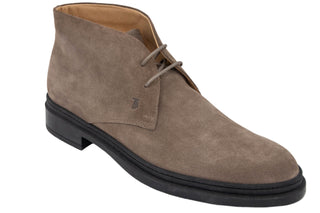 Tods Mens Suede Leather Ankle Boots in Beige