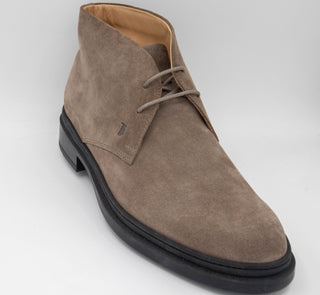 Tods Mens Suede Leather Ankle Boots in Beige