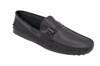 Tods Mens Leather Loafers in Black