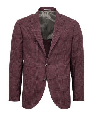 Brunello Cucinelli New Mens Wool Linen & Silk Brick Red Plaid Blazer