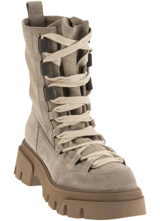 Brunello Cucinelli Women's Suede & Canvas Ankle Boots In Roccia