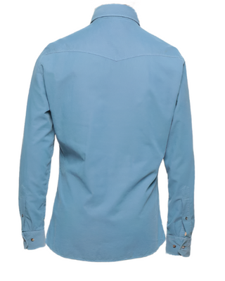 Brunello Cucinelli Western Corduroy Light Blue Casual Shirt