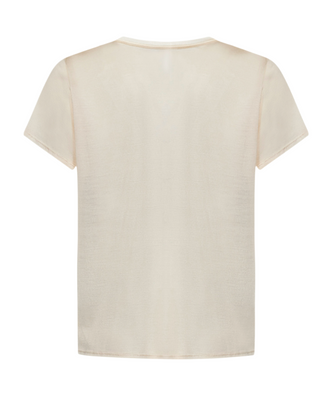 Tom Ford Womens Silk Cream Short Sleeve Crew Neck Top