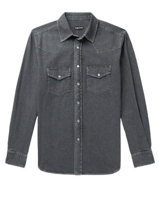 Tom Ford Mens Black Denim Western Shirt