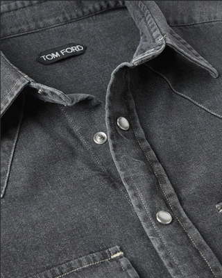 Tom Ford Mens Black Denim Western Shirt
