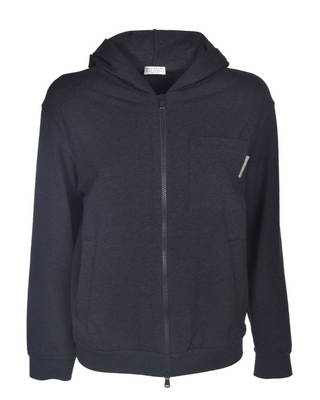 Brunello Cucinelli Womens Grey Full-Zip Cotton Hoodie