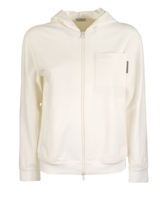 Brunello Cucinelli Womens Ivory Full-Zip Hoodie