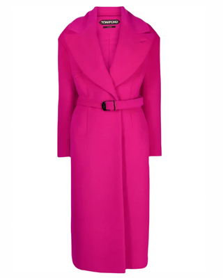 Tom Ford Womens Faux Fur Belted Pink Coat