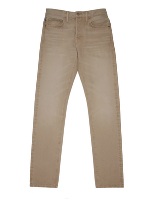 Tom Ford Mens Slim Fit Beige Distressed Denim Jeans