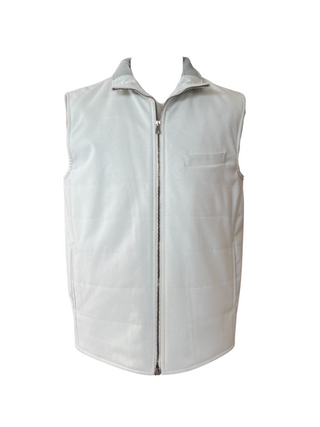 Isaia Mens White Wool Cashmere Zipper Vest Jacket