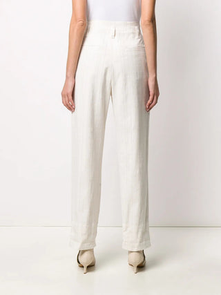 Brunello Cucinelli Womens Natural Pleated Striped Beach Pants