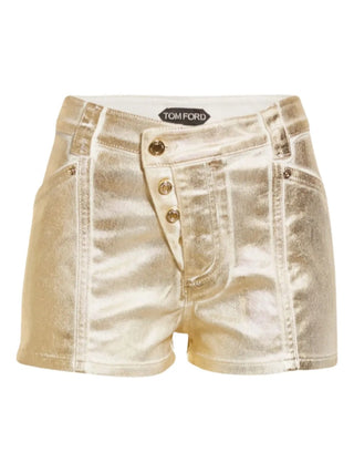 Tom Ford Womens Coated Denim Shorts In Gold