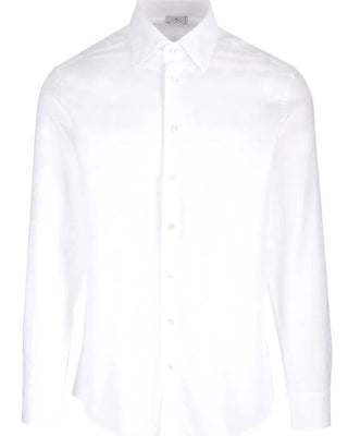 ETRO Mens White Subtle Paisley Print Button Down Shirt