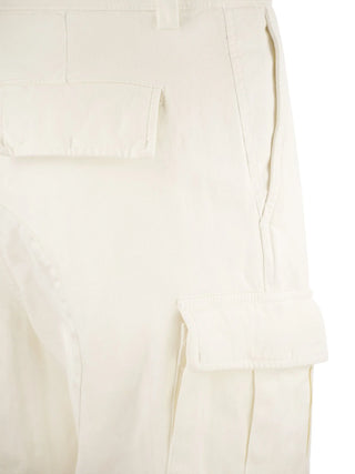 Brunello Cucinelli Mens White Subtle Striped Detail Cargo Trouser Pant
