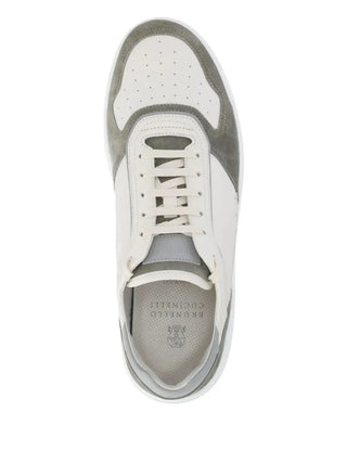 Brunello Cucinelli Color-Block Low-Top White & Grey Sneaker