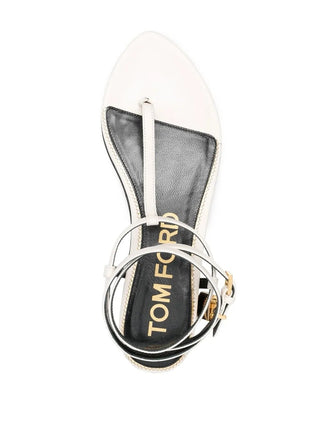 Tom Ford Womens Leather Flat Sandals In White