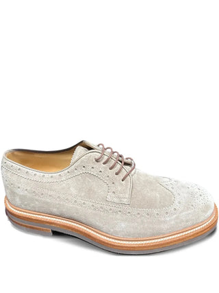 Brunello Cucinelli Men’s Western Suede Grey Lace Up Shoes